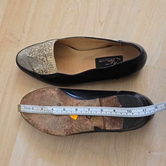 Di Fiori Handmade in Italy Black Leather Snakeskin Pattern Loafers Flats Size 9 - Picture 10 of 10